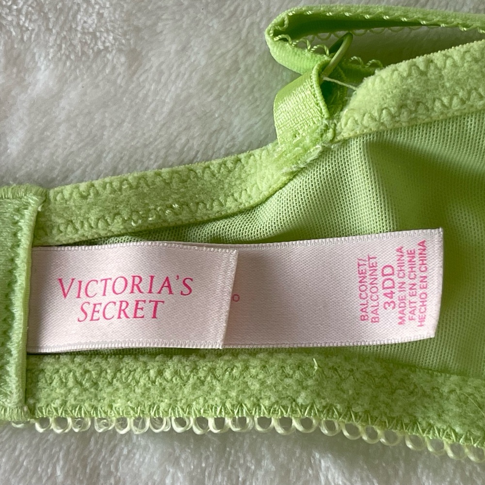 Victoria's Secret balconette underwire bra lime green with floral lace overlay - Picture 4 of 4